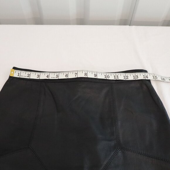 G-III Womens Vintage Black Leather Midi Pencil Skirt Back Snaps 80's Size 11/12 - Picture 8 of 11